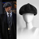 casquette plate grise en laine, style newsboy rétro années 20