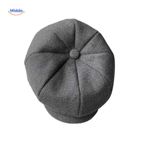 casquette plate vintage en laine grise, style années 20 classique