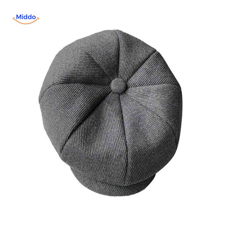 casquette plate vintage en laine grise, style années 20 classique