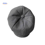 casquette plate vintage en laine grise, style années 20 classique