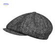 casquette plate en laine noire, style peaky blinders rétro vue de face