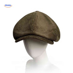 casquette plate en velours côtelé vert, style newsboy rétro