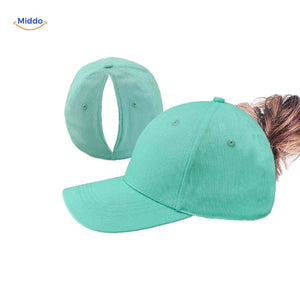 casquette ponytail vert menthe légère avec ouverture pour cheveux, parfaite pour le sport