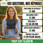 infographie complémentaire sur la casquette solaire rechargeable avec ventilateur