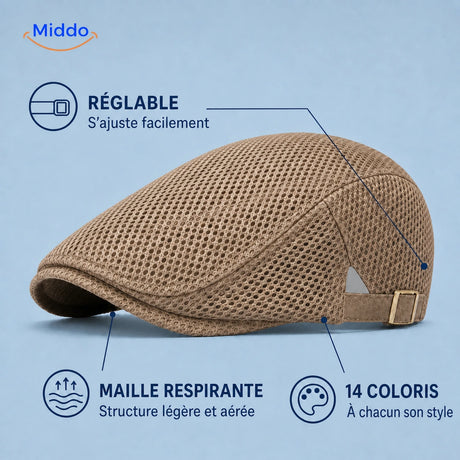 Infographie française sur le réglage, la maille aérée et les quatorze coloris