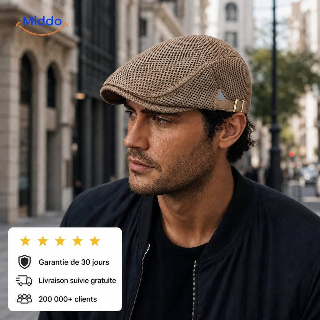 Casual Mesh Flat Cap avec garantie Middo, livraison suivie et avis clients