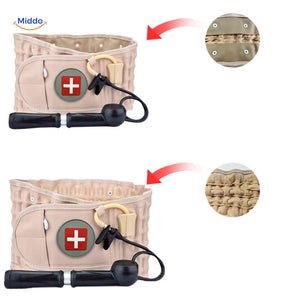 comparaison de la ceinture lombaire avant et après gonflage pour visualiser l'extension du soutien