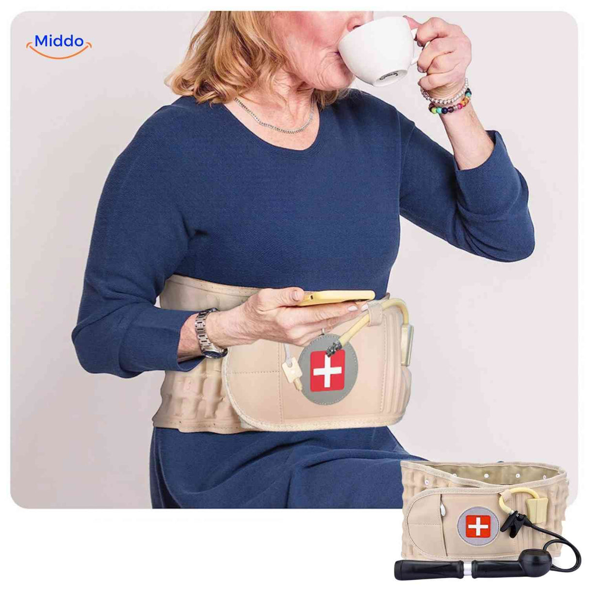ceinture lombaire gonflable offrant un confort optimal aux seniors souffrant de douleurs dorsales