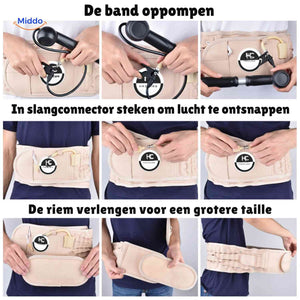 guide étape par étape pour gonfler et ajuster la ceinture de soutien lombaire gonflable