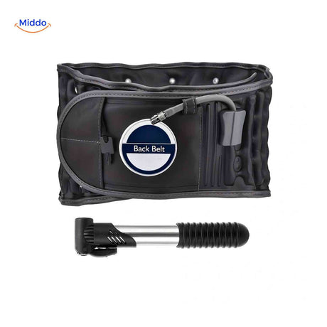 ceinture lombaire noire avec soutien gonflable intégré pour soulager les douleurs du bas du dos