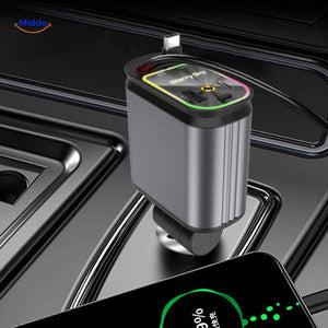 chargeur voiture 120W avec smartphone branché en cours de charge rapide