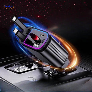 chargeur voiture 120W avec plusieurs ports et effet éclair RGB spectaculaire activé
