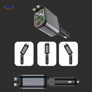 chargeur voiture 120W avec ports de charge triangulaires et fonctionnalité de rotation