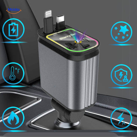 chargeur voiture 120W station de charge avec effets lumineux technologiques et design futuriste