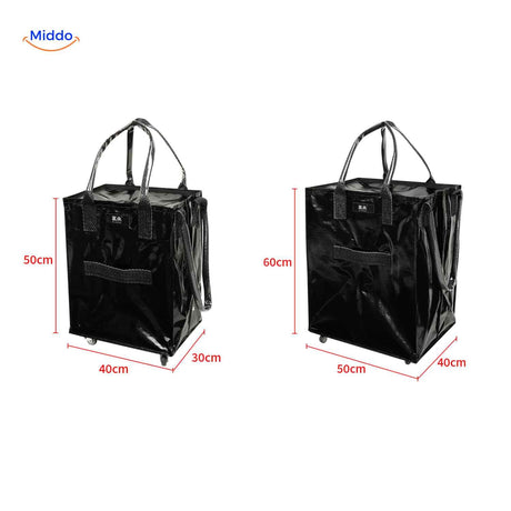 chariot de courses disponible en 2 formats avec dimensions, pour les courses et le transport du linge