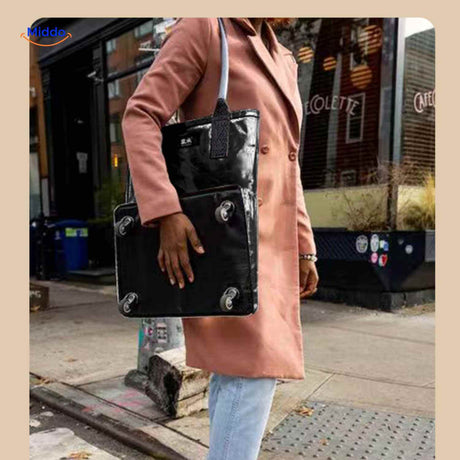chariot de courses en style sac a main avec roulettes, pratique et facile a porter