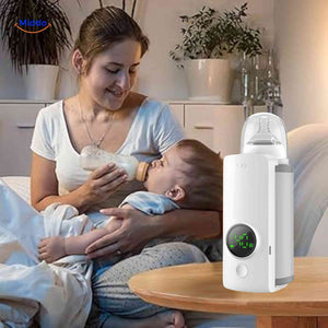 mère et bébé lors du repas, chauffe-biberon usb maintenant le lait à température idéale