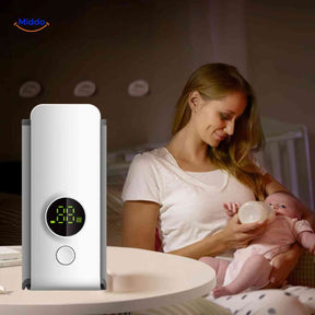 chauffe-biberon portable sans fil : mère qui nourrit son bébé la nuit grâce à la chaleur constante