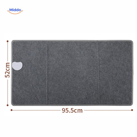 dimensions du chauffe-jambes électrique pliable et compact indiquées sur schéma