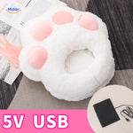 chauffe-pieds blanc avec petites pattes roses pour un design kawaii et confortable