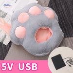 chauffe-pieds gris avec petites pattes roses pour une touche décorative et ludique