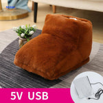 chauffe-pieds marron avec câble de connexion USB pour un chauffage pratique