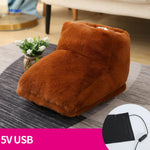 chauffe-pieds marron foncé avec connexion USB pour une chaleur constante et réconfortante