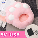 chauffe-pieds rose orné de petites pattes blanches pour un look mignon et original