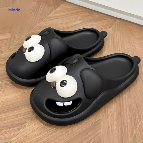 chaussons chien cartoon coloris crème, légers et confortables pour le quotidien à la maison