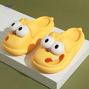 chaussons chien cartoon coloris jaune, design mignon et coupe confortable pour femmes