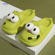 chaussons chien cartoon coloris vert, intérieur doux et semelle antidérapante