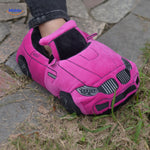 chaussons forme voiture rose foncé pour couvrir les pieds avec douceur