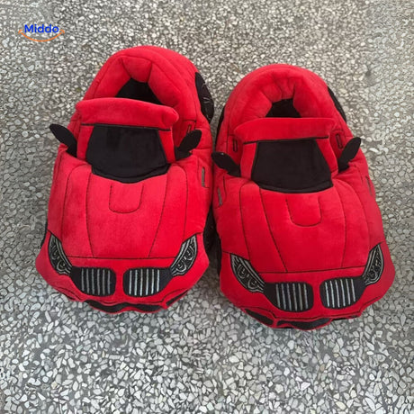 chaussons forme voiture rouge pour couvrir les pieds et se détendre à la maison
