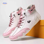 chaussures barefoot blanc et rose en cuir, look mode urbaine avec semelle flexible ergonomique