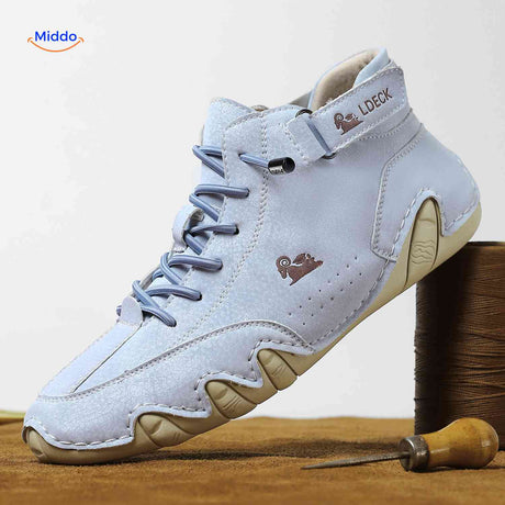 chaussures barefoot bleu clair confortables en cuir, idéales pour une marche saine
