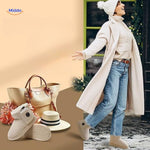 chaussures chauffantes présentées en idée cadeau hiver, emballage soigné pour offrir