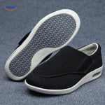 chaussures de confort noires avec fermeture velcro, design élégant et polyvalent