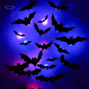 chauves-souris 3d à lumière led bleue pour décoration halloween, ambiance mystérieuse et envoûtante