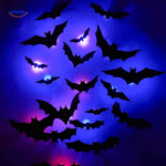 chauves-souris 3d à lumière led bleue pour décoration halloween, ambiance mystérieuse et envoûtante