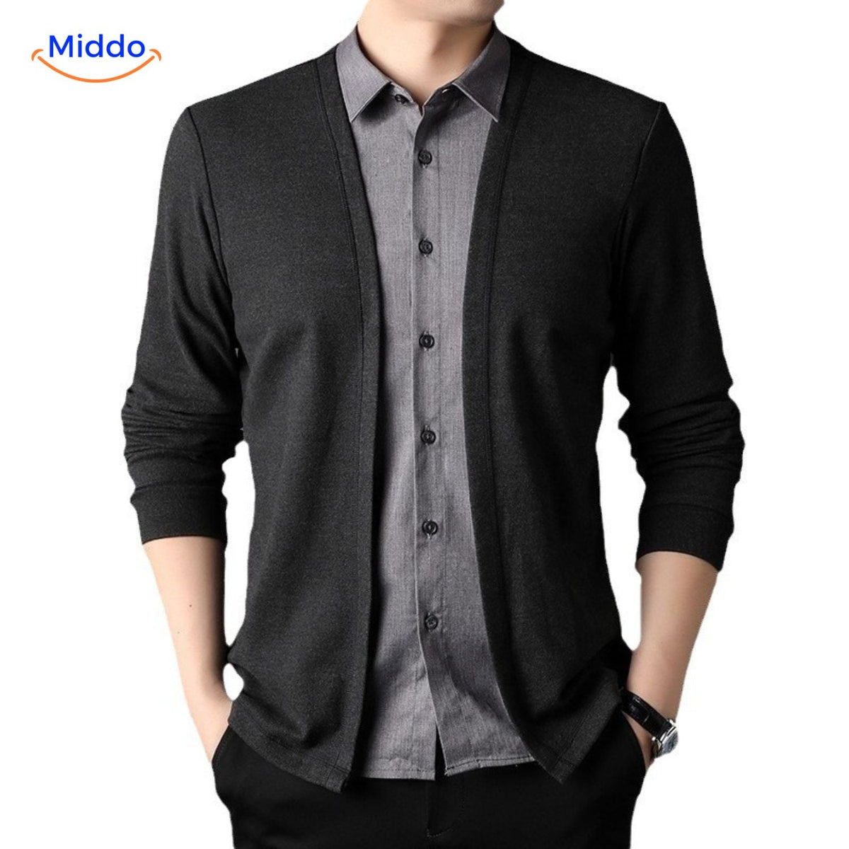 chemise 2-en-1 slim fit avec col gris, gros plan sur le détail de couleur du tissu