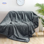 chien couché sur le canapé protégé par la couverture imperméable en velours
