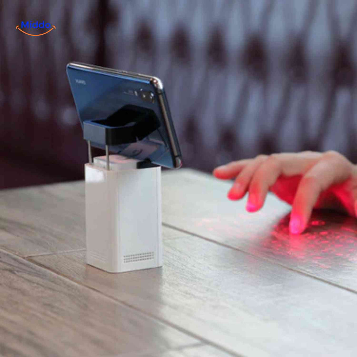 clavier laser avec support telephone integre et projection laser