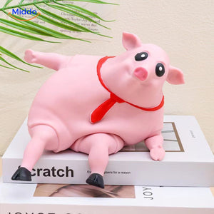 cochon squish rose 9 cm, jouet souple et extensible à presser dans la main