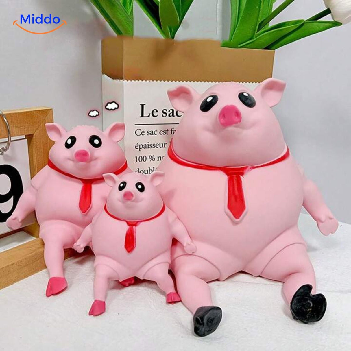 cochon squish au design kawaii mignon, jouet doux et amusant à presser et étirer