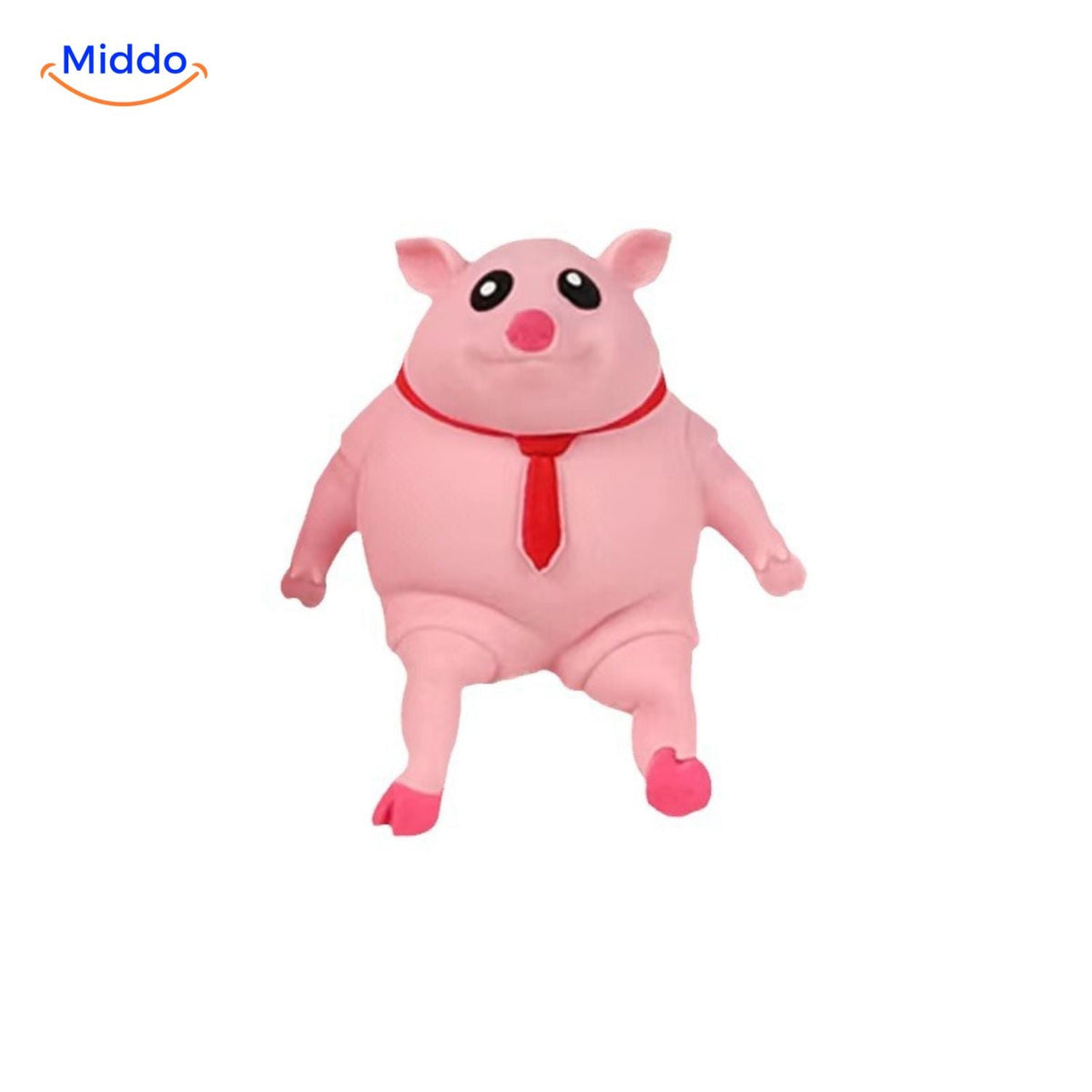 cochon squish rose avec cravate rouge, jouet anti-stress mignon à presser