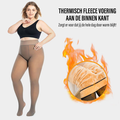 collant polaire thermique avec doublure intérieure chaude illustrée par des flammes