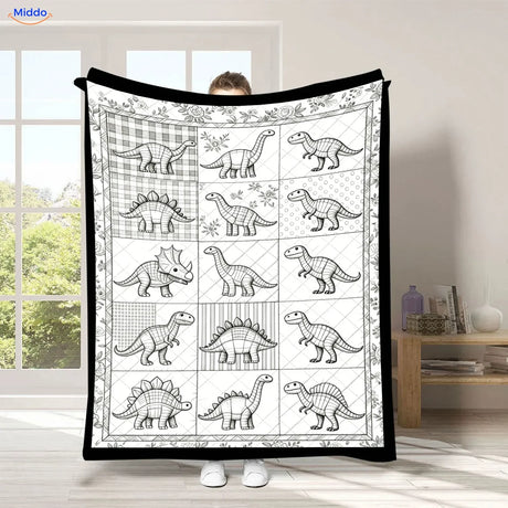 Couverture à colorier ColorFlow - Dinosaures en cases