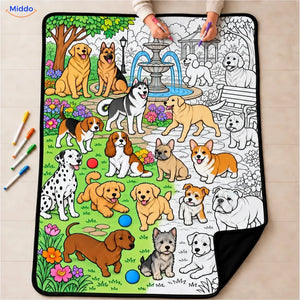 Couverture à colorier ColorFlow - Chiens au parc