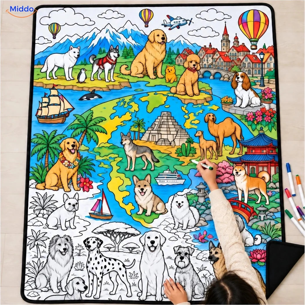 Couverture à colorier ColorFlow - Chiens autour du monde