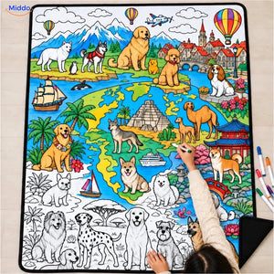 Couverture à colorier ColorFlow - Chiens autour du monde